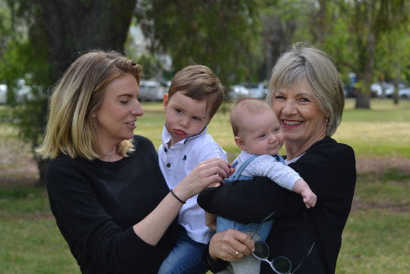 Amanda Derham With Daughter Fran And Grandchildren Woody And Quinn
